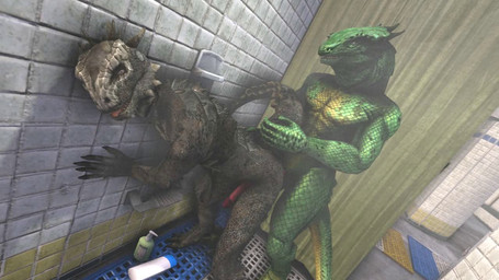 anal anal_penetration anthro bent_over claws duo erection from_behind_position genitals looking_back low-angle_view male male/male male_penetrated male_penetrating male_penetrating_male nude open_mouth penetration penis scales sex shower smile standing water wet gonzo0o bandai_namco bethesda_game_studios microsoft skyrim soul_calibur the_elder_scrolls aeon_calcos argonian lizard lizardman lizardman_race_(soulcalibur) reptile scalie 16:9 2018 3d_(artwork) 3d_animation animated compression_artifacts digital_media_(artwork) no_sound short_playtime source_filmmaker_(artwork) video widescreen