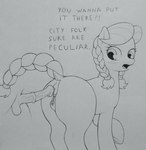 2023 animal_genitalia animal_penis animal_pussy anthro anus blush butt clitoris dialogue earth_pony english_text equid equine equine_anus equine_genitalia equine_penis equine_pussy female feral friendship_is_magic genitals granny_smith_(mlp) hasbro hi_res hooves horse imminent_anal male male/female mammal monochrome my_little_pony penis perrox pony pussy text traditional_media_(artwork) vein veiny_penis