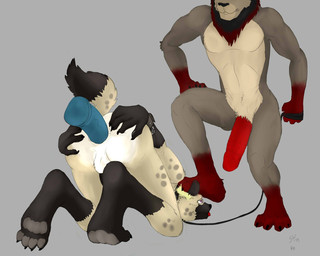 anal anal_penetration anthro anus backsack balls bdsm bondage bound butt collar dildo dildo_in_ass dildo_insertion dominant dominant_male duo erection feet foot_on_head genitals holding_butt holding_leash holding_object hyper leash male male/male male_penetrated male_penetrating male_penetrating_male master nude object_in_ass penetration penis petplay roleplay sex sex_toy sex_toy_in_ass sex_toy_insertion slave spread_butt spreading submissive submissive_male felid hyena lion mammal pantherine spotted_hyena 5:4 hi_res