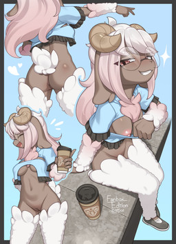 5_fingers anthro areola biped bottomless bottomless_anthro bottomless_female breasts brown_body brown_fur clenched_teeth clothed clothed_anthro clothed_female clothing exposed_breasts eyes_closed eyewear female fingers front_view fur genitals glasses hair looking_at_viewer navel nipples open_mouth open_smile partially_clothed partially_clothed_anthro partially_clothed_female pink_hair rear_view red_eyes simple_background sitting smile solo standing tail teeth tongue vulva white_tail zinfyu sakura_hichuena bovid caprine mammal sheep 2025 absurd_res digital_drawing_(artwork) digital_media_(artwork) hi_res