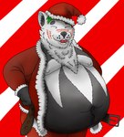 anthro belly belly_overhang christmas_clothing christmas_headwear clothed clothing costume hat headgear headwear holidays male navel nekot obese obese_anthro obese_male overweight overweight_anthro overweight_male santa_costume santa_hat solo nekotthebrave christmas canid canine canis mammal wolf absurd_res hi_res