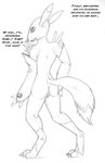 3_fingers anthro arania armwear bandai_namco bridal_gauntlets butt canid claws clothing dialogue digimon digimon_(species) english_text female fingers fur genitals herm_(lore) hi_res looking_back mammal monochrome mostly_nude pussy rear_view renamon solo text torn_clothing