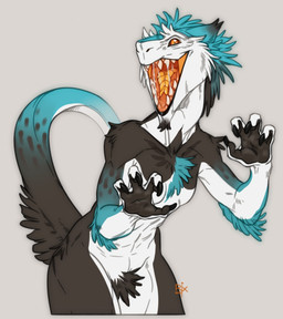 anthro arm_tuft black_body black_fur blue_body blue_fur bodily_fluids breasts cheek_tuft crotch_tuft ears_back facial_tuft featureless_breasts featureless_crotch female fur glistening glistening_eyes grey_background head_tuft logo looking_at_viewer nude open_mouth orange_eyes orange_tongue pivoted_ears pupils saliva saliva_string shoulder_tuft simple_background slit_pupils small_breasts solo standing tail tongue tuft white_body white_fur riorix sergal 2019 artist_logo dated hi_res portrait three-quarter_portrait