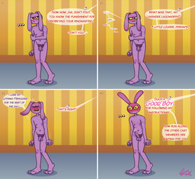 4_panel_comic annoyed anthro balls becoming_erect belly blush blush_lines bodily_fluids dialogue embarrassed embarrassing_nudity encouragement erection exhibitionism eyes_closed flaccid floppy_ears forced forced_exposure foreskin frustrated fur genitals good_boy humiliation male mandated_nudity navel nipples nude offscreen_character open_mouth penis pointy_ears praise praise_kink prick_ears pubes punishment purple_body purple_fur sharp_teeth solo speech_bubble spiral spiral_eyes standing submissive submissive_male sweat talking_to_another teasing teeth text unretracted_foreskin lixy_art glitch_productions the_amazing_digital_circus caine_(tadc) jax_(tadc) animal_humanoid humanoid lagomorph lagomorph_humanoid leporid leporid_humanoid mammal mammal_humanoid rabbit rabbit_humanoid absurd_res comic english_text hi_res signature