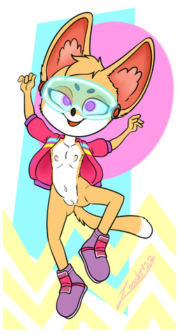 adolescent anthro boots clitoris clothing female flat_chested footwear genitals hypnosis hypnotic_visor jacket looking_at_viewer mind_control mostly_nude nipples shoes solo topwear vulva young young_anthro young_female zooshi netflix the_creature_cases kit_casey canid canine fennec_fox fox kit_fox mammal true_fox absurd_res hi_res