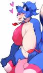 2020 ahegao ambiguous_gender anthro beads belly big_breasts biped blue_body blue_fur blue_hair blush bottomless breasts canid canine clothed clothing digital_media_(artwork) dodudoru duo eye_patch eyewear female footwear fox fur hair half-closed_eyes hand_on_knee hand_on_leg hand_on_thigh heart_eye_patch heart_symbol holidays huge_breasts jewelry kirby kirby_(series) kneeling lazuli_(doggod.va) legwear looking_pleasured looking_up magatama mammal multicolored_body multicolored_eyes multicolored_fur narrowed_eyes navel necklace nintendo nipple_outline nipples one_breast_out open_mouth partially_clothed pattern_clothing pattern_legwear pink_clothing pink_eyes simple_background size_difference slightly_chubby socks solo_focus striped_clothing striped_legwear stripes thick_thighs thigh_highs tongue tongue_out valentine's_day waddling_head white_background white_body white_fur yellow_eyes