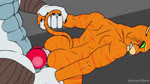 abs anal anal_penetration animal_genitalia animal_penis anthro arm_grab arm_pull arm_wrapping arm_wraps back_muscles balls_deep bared_teeth bent_over big_butt big_penis bodily_fluids bouncing_butt bubble bubble_butt butt butt_jiggle canine_genitalia canine_penis claws clenched_teeth cum cum_bubble cum_in_ass cum_inside cum_on_another cum_on_back cum_on_body cum_on_penis cum_overflow cumshot dominant duo ears_back ears_down ejaculation erection eyeliner eyes_closed faceless_character faceless_male fast_sex from_behind_position fur genital_fluids genitals green_eyes grey_background grey_body grey_fur hands_behind_back jiggling knot knotting looking_back lying makeup male male/male muscular muscular_anthro muscular_male narrowed_eyes navel on_front orange_body orange_fur penetration penis penis_on_back pivoted_ears prison_guard_position pull_out raised_tail red_penis restrained restrained_arms rough_sex running_makeup sex simple_background size_difference standing straining submissive tail teeth thick_penis thrusting whiskers wrapped_arms wraps wrist_grab sarcasticmane dreamworks puss_in_boots_(franchise) death_(puss_in_boots) puss_in_boots_(dreamworks) canid canine canis domestic_cat felid feline felis mammal tabby_cat wolf 16:9 2d_animation animated hi_res motion_tweening no_sound short_playtime webm widescreen