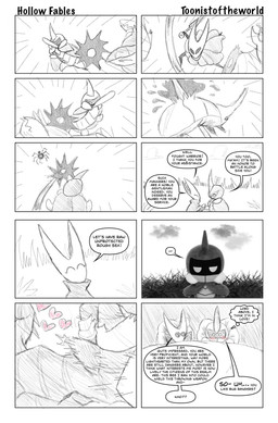 10_panel_comic 2_horns after_sex ambiguous_penetration anthro attack bed biped black_text blush blush_lines bodily_fluids bulge cloak clothed clothing cloud dialogue duo empty_eyes exclamation_point eyelashes eyes_closed female fight furniture grass hands_behind_head heart_symbol holding_melee_weapon holding_object holding_weapon horn inner_monologue looking_at_another lying male male/female melee_weapon motion_lines on_back on_bed outside penetration penile penile_penetration plant pose punch question_mark rough_sex sex sky slashing speech_bubble stab talking_to_another text thinking weapon toonistoftheworld bug_fables hollow_knight_(franchise) moonsprout_games team_cherry hornet_(hollow_knight) kabbu_(bug_fables) arachnid arthropod 2026 absurd_res artist_name comic english_text hi_res monochrome sketch