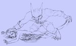 anthro blood bodily_fluids bone breast_mutilation claws death disembowelment dissection duo exposed_bone exposed_breast_tissue exposed_muscle exposed_organs fur gore gore_focus guts intestines killing male male/male male_death mutilation open_mouth organ_removal organs rib_cage simple_background smile tail teeth vivisection kabarga canid canine canis fox mammal wolf absurd_res digital_media_(artwork) hi_res monochrome sketch