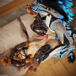 animal_genitalia animal_penis anthro anthro_on_anthro anthro_penetrated anthro_penetrating anthro_penetrating_anthro arm_warmers arms_above_head arms_tied armwear ball_gag balls bdsm biped black_body black_claws black_fur blue_penis bodily_fluids bondage bound brown_body brown_fur canine_genitalia canine_penis claws clothing cum cum_drip cum_dripping_from_penis cum_on_penis depth_of_field dominant dripping duo erection feet foot_fetish foot_lick foot_play fur furniture gag gagged genital_fluids genitals grey_body grey_fur hair hindpaw inside knot latex latex_arm_warmers latex_armwear latex_clothing latex_legwear latex_stockings latex_thigh_highs legwear licking lying lying_on_sofa male male/male male_penetrated male_penetrating male_penetrating_male multicolored_body nude on_sofa open_mouth pawpads paws penetration penis pink_penis reflection restraints rope rope_around_wrist rope_bondage sex slim slim_anthro slim_male slim_sub smile sofa stockings submissive submissive_male tail tan_body tan_fur teeth thigh_highs toe_claws toes tongue tongue_out white_body white_fur yellow_body yellow_fur dragonplayer blender_cycles dragonplayer_(character) rolen canid canine canis fox jex jexouium mammal rexouium 1:1 3d_(artwork) absurd_res blender_(artwork) digital_media_(artwork) hi_res