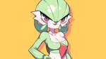 breasts female green_hair hair looking_at_viewer medium_breasts red_eyes red_tongue solo tongue white_body drunk_oak nintendo pokemon gardevoir generation_3_pokemon humanoid pokemon_(species) 16:9 hi_res widescreen