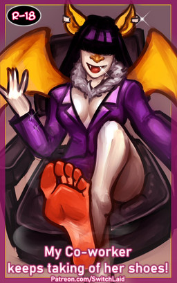 5_toes anthro bangs breasts chair cleavage clothed clothing countershade_feet countershading ear_piercing ear_ring fangs feet female foot_focus fur furniture hair hair_over_eye humanoid_feet neck_tuft one_eye_obstructed piercing plantigrade ring_piercing sitting soles solo steamy_feet straight_bangs teeth text toes tuft white_body white_fur switchlaid vivien_von_bat_(blarf022) bat honduran_white_bat leaf-nosed_bat mammal microbat yangochiropteran 2024 english_text hi_res