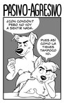 anthro black_nose condom dialogue duo grey_background holding_condom holding_object humor male male/male nude sexual_barrier_device simple_background text whiskers zurdomon canid canine canis domestic_dog mammal comic monochrome spanish_text translated