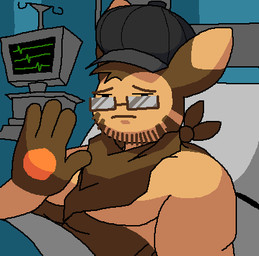 anthro beard bed brown_body brown_fur brown_kerchief cardiac_monitor clothing eyewear facial_hair fur furniture glasses hat headgear headwear hospital hospital_bed kerchief lying male medical_instrument muscular muscular_male on_back raised_hand rectangular_glasses scientific_instrument solo striped_body striped_fur stripes tan_body tan_fur under_covers maddoxfurretad nintendo pokemon maddox_(maddoxfurretad) furret generation_2_pokemon pokemon_(species) low_res meme