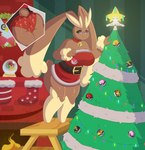 anthro big_breasts breasts brown_body brown_fur butt christmas_clothing christmas_decorations christmas_lights christmas_tree clothed clothing dress eyewear eyewear_only female fur glasses height_assist holidays mature_anthro mature_female nude panties plant smile solo standing tail tree underwear wearing_glasses apinkgrape christmas nintendo pokemon generation_4_pokemon lagomorph lopunny mammal pokemon_(species) digital_media_(artwork) hi_res