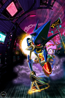 accessory anthro blush chain clothed clothing detailed_background duo eyelashes female footwear fur head_tuft machine male pink_body pink_fur planet red_eyes screen shoes text thin_calves thin_legs thin_thighs tuft lynne_triplett classic_sonic_(universe) sega sonic_the_hedgehog_(series) amy_rose classic_amy_rose metal_sonic eulipotyphlan european_hedgehog hedgehog mammal robot hi_res