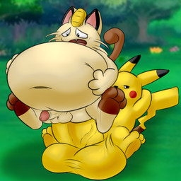 abdominal_bulge anal anal_penetration anthro balls big_balls big_penis bodily_fluids cum cum_inflation cum_inside duo erection genital_fluids genitals huge_balls huge_penis hyper hyper_balls hyper_genitalia hyper_penis impregnation inflation male male/male male_penetrated penetration penis spread_legs spreading young camp14 nintendo pokemon team_rocket meowth_(team_rocket) generation_1_pokemon pikachu pokemon_(species) 1:1 hi_res