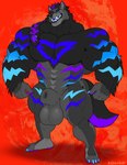 abs abstract_background animal_genitalia anthro areola balls barazoku biceps big_balls big_muscles big_sheath braided_fur claws deltoids eyebrows fully_sheathed fur genitals huge_arms huge_balls huge_muscles huge_sheath huge_thighs looking_at_viewer male manly markings muscular muscular_anthro muscular_male navel nipples nude obliques orange_background pecs plantigrade quads shadow sheath simple_background smile solo standing teeth thick_arms thick_thighs tuft kihu canid canine canis mammal wolf 2025 hi_res