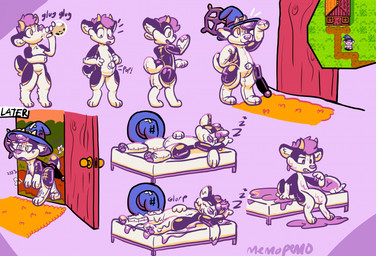 anthro bed beverage bubble_tea clothing door furniture handle hat headgear headwear inflatable inflation leaking_air magic male nozzle nozzle_on_belly pillow potion slime solo staff surprised transformation transformation_sequence memopemo glenn_strudel animate_inanimate bovid caprine goat living_inflatable mammal digital_media_(artwork) hi_res pixel_(artwork)