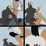 1:1 4koma abs anklechain anthro anus attribute_theft ball_size_difference balls balls_expansion base_two_layout biceps big_balls big_feet big_penis black_balls black_body black_fur black_penis blonde_hair butt canid canine canis comic crouching dominant duo erection expansion feet fellatio four_frame_image fur genital_expansion genitals grid_layout growth hair helix hi_res huge_balls huge_penis humanoid_genitalia humanoid_penis hyper hyper_balls hyper_genitalia hyper_penis kangaroo macropod male male/male male_penetrated male_penetrating male_penetrating_male mammal marsupial muscle_growth muscular nipples oral paws pecs penetration penile penis penis_expansion penis_size_difference role_reversal serb sex shrinking simple_background size_difference size_theft size_transformation small_penis smile smirk springfield squish struggling tea_bagging transformation triceps two_row_layout white_balls wolf