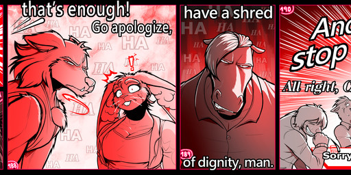 angry anthro argument bottomwear chest_fur clothing comic_panel denim denim_bottomwear denim_clothing dialogue female group inner_ear_fluff jacket jeans male motion_lines pants red_background red_eyes simple_background slightly_chubby slightly_chubby_female slim_male smile teeth text thick_thighs topwear tuft white_background softbunnyhouse fatima_coco tod_(softbunnyhouse) domestic_ferret equid equine horse hyena lagomorph leporid mammal mustelid musteline pilosan rabbit sloth true_musteline weasel xenarthran absurd_res black_and_white comic digital_drawing_(artwork) digital_media_(artwork) english_text hi_res monochrome multiple_scenes