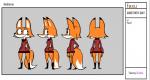 anthro clothed clothing female fur simple_background smile solo standing text toony norehana_art faxu_marigold_(sinfulwalpurrgis) canid canine fox mammal english_text multiple_images