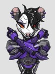 anthro biped black_hair cybernetics ear_piercing ear_ring female glowing glowing_eyes hair machine metallic_body piercing pink_nose ring_piercing solo whiskers phlegraofmystery american_opossum cyborg mammal marsupial