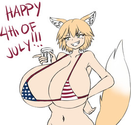 american_flag american_flag_bikini big_breasts bikini blonde_hair breasts clothing female flag_bikini flag_swimwear fox_ears fox_tail green_eyes hair holidays huge_breasts nationalism patriotism politics smug solo swimwear two-piece_swimsuit united_states_of_america deculture 4th_of_july monster_energy himiko_yuna animal_humanoid canid canid_humanoid canine canine_humanoid fox fox_humanoid humanoid mammal mammal_humanoid absurd_res hi_res