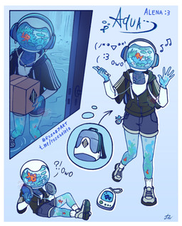 5_fingers :3 aquarium aquarium_body backpack border bottomwear box clothed clothing container directional_arrow earless electronics eyeless faceless female fingers footwear for_a_head front_view frutiger_aero gesture headphones holding_object holding_phone interrobang jacket listening_to_music mouthless musical_note musical_symbol noseless not_furry on_ground owo phone shoes shorts simple_background sitting socks solo standing symbol tamagotchi_(toy) text topwear translucent translucent_body virtual_pet vivarium water waving white_border zipper roza07art aqua_(roza07art) aquatic cyprinid cypriniform fish goldfish humanoid object_head hi_res multiple_images signature