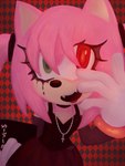 anime_reference anthro clothing cosplay crossover_cosplay dress fangs female green_eyes pink_body red_eyes teeth monoexart death_note sega sonic_the_hedgehog_(series) amy_rose eulipotyphlan hedgehog mammal 3:4 absurd_res crossover hi_res lineless