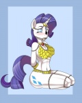 2012 4:5 anthro anthrofied ball_gag bdsm blue_eyes blush bondage bound breasts cleavage cloth clothed clothing collar cutie_mark digital_media_(artwork) equid equine female friendship_is_magic gag gagged hair hasbro hi_res horn jewelry kloudmutt long_hair looking_at_viewer mammal my_little_pony mythological_creature mythological_equine mythology navel necklace piercing purple_hair rarity_(mlp) solo submissive submissive_female tail unicorn
