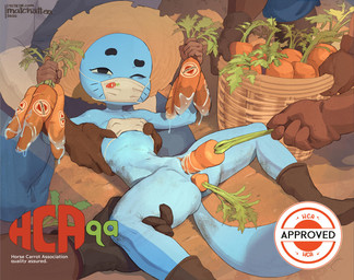 5_fingers anal anal_penetration anthro boots bottomless carrot clothed clothing faceless_character female fingers flat_chested food food_fetish food_insertion food_play footwear genitals gloves group group_sex handwear hat headgear headwear improvised_sex_toy mask mature_anthro mature_female mostly_offscreen_character one_eye_closed penetration plant sex shoes spread_legs spreading tail topwear vaginal vaginal_penetration vegetable vulva matchattea cartoon_network the_amazing_world_of_gumball nicole_watterson domestic_cat felid feline felis mammal 2026