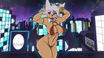 5_fingers anthro big_breasts black_nose breasts city clothed clothing cosplay female fingers fur humanoid_hands navel night skimpy solo tan_body tan_fur white_body white_fur wings yawg sega sonic_the_hedgehog_(series) rouge_the_bat vampirella bat mammal 2023 hi_res