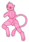 3_toes alternate_species anthro anus bedroom_eyes blush breasts butt crossgender digitigrade ears_up eyelashes feet female floating fur genitals hair long_tail looking_at_viewer mtf_crossgender narrowed_eyes nude open_mouth orange_eyes paws pink_body pink_fur pink_hair pokemorph presenting presenting_anus presenting_hindquarters presenting_pussy pupils pussy raised_tail rear_view seductive short_hair simple_background slit_pupils solo spread_legs spreading tail thick_thighs toes tongue white_background ivanks nintendo pokemon ash_ketchum generation_1_pokemon legendary_pokemon mammal mew_(pokemon) pokemon_(species)