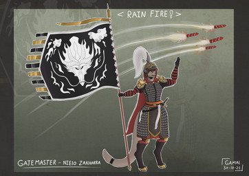 anthro armor banner blue_eyes fantasy female fur grand_cathay ornate_armor rocket solo tan_body tan_fur gamal warhammer_(franchise) warhammer_fantasy nielo_(gamal) cathay cougar felid feline hybrid mammal hi_res