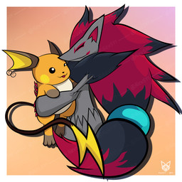 3_claws 3_fingers 3_toes ambiguous_gender anthro arm_tuft biped black_body black_eyes black_fur black_hair black_markings brown_body brown_ears brown_fur brown_markings cheek_markings chest_tuft claws digitigrade duo ear_tuft elbow_tuft eye_markings facial_markings feet feral fingers fluffy fluffy_chest fluffy_hair fur gloves_(marking) gradient_background grey_body grey_fur hair head_markings hug hugging_another leg_markings lightning_bolt long_hair long_tail looking_at_another mane markings mouth_markings multicolored_body multicolored_fur multicolored_tail narrowed_eyes nude orange_body orange_fur orb paws pointy_ears red_body red_claws red_fur red_hair red_inner_ear red_markings simple_background slightly_chubby smile smiling_at_another socks_(marking) tail tan_body tan_fur thick_thighs thin_tail toes tuft two_tone_body two_tone_fur two_tone_tail yellow_body yellow_fur yellow_inner_ear aiex571 nintendo pokemon canid canine generation_1_pokemon generation_5_pokemon mammal pokemon_(species) raichu rodent zoroark 1:1 2021 absurd_res colored digital_drawing_(artwork) digital_media_(artwork) full-length_portrait hi_res icon portrait signature watermark