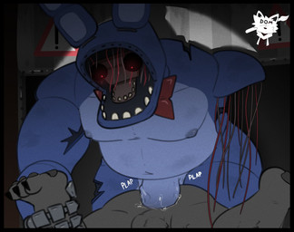 anal anal_fluids anal_penetration anthro balls black_border blue_body blue_fur bodily_fluids border bow_tie bow_tie_only duo exclamation_point faceless_character faceless_male fur genitals holding_leg long_ears machine male male/male male_penetrated male_penetrating male_penetrating_male missing_arm mostly_nude navel nipples penetration penile penile_penetration penis penis_in_ass plap_(sound) red_bow_tie red_eyes sex sound_effects text wire bluedomstar five_nights_at_freddy's five_nights_at_freddy's_2 scottgames withered_bonnie_(fnaf) animatronic lagomorph leporid mammal rabbit robot 2025 english_description