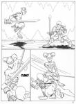 armor battle comic demon english_text goblins horn human male mammal melee_weapon monochrome muscular sword text thunt weapon