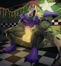 3_toes 5_toes abs anal anal_penetration anthro anthro_on_bottom anthro_penetrating anthro_penetrating_humanoid armband ball_size_difference balls bareback biceps big_balls big_muscles big_penis bodily_fluids bracelet breath claws clothing cross-eyed dominant duo erection eyebrows feet fingerless_gloves full_nelson furniture genitals gloves green_body hair handwear huge_balls huge_muscles huge_penis humanoid_on_anthro humanoid_on_top humanoid_penetrated inside jewelry larger_anthro larger_dom larger_male leg_grab legs_up long_penis machine male male/male male_on_bottom male_on_top male_penetrated male_penetrating male_penetrating_male markings mohawk motion_lines muscular muscular_anthro muscular_humanoid muscular_male narrowed_eyes nipples non-mammal_balls nude on_bottom on_sofa on_top open_mouth open_smile pecs penetration penile penile_penetration penis penis_in_ass penis_size_difference red_hair scarf sex sharp_teeth shoulder_pads sitting size_difference smaller_humanoid smaller_male smaller_penetrated smile sofa spiked_armband spiked_bracelet spikes stretched_anus sweat tail teeth thick_penis thick_thighs toes tongue tongue_out kiddie_jukes five_nights_at_freddy's five_nights_at_freddy's:_security_breach scottgames steel_wool_studios montgomery_gator zoid_(e-zoid) alligator alligatorid animatronic crocodilian humanoid reptile robot robot_humanoid scalie 2022 hi_res