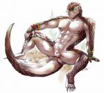 abs animal_genitalia anthro anus balls bracelet claws eyewear fully_sheathed genitals glasses jewelry male muscular muscular_anthro muscular_male nipples nude pecs presenting scales sheath simple_background solo spread_legs spreading tail thick_tail khuraji mammal pangolin 2015