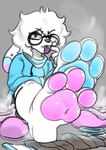 3_toes anthro biped feet foot_fetish foot_focus looking_at_viewer male pawpads paws soles solo steam toes saaxon lagomorph leporid mammal rabbit hi_res