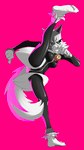 anthro armor barefoot bell feet female headgear helmet high_kick kick pink_background simple_background solo kemari ko-mori domestic_cat felid feline felis mammal 4k 9:16 absurd_res hi_res restricted_palette