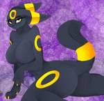 anthro anthrofied breasts butt claws featureless_breasts female nude pokemorph solo sparkles sparkling_background yellow_eyes cassielink nintendo pokemon eeveelution generation_2_pokemon pokemon_(species) umbreon absurd_res digital_media_(artwork) hi_res