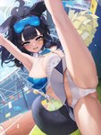 big_breasts blush bodily_fluids breasts butt cheerleader clothing female flexible fur hair long_hair looking_at_viewer one_leg_up raised_leg splits spread_legs spreading standing sweat thick_thighs underwear vertical_splits letdie1414 blue_archive hibiki_nekozuka animal_humanoid canid canid_humanoid canine canine_humanoid dog_humanoid humanoid mammal mammal_humanoid 3:4