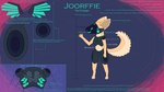 anthro blueprint_background diagram happy hard_light_construct machine male mechanical_wings simple_background solo text waving_hand wings joorff_draws joorffie_(joorff_draws) protogen 16:9 4k absurd_res english_text hi_res model_sheet widescreen