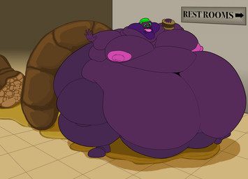 anthro bathroom belly blooderg bodily_fluids burger eating feces food genital_fluids machine male moobs nipples obese overweight public_restroom restaurant solo urine urine_stream waddling wolfgerlion64 robot unknown_species hi_res