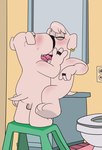 anal anal_penetration anthro balls bathroom bird_dog blush brian_griffin canid canine canis cousins_(lore) domestic_dog duo ear_piercing ear_ring eyes_closed family_guy french_kissing genitals hi_res hunting_dog igotdragons incest_(lore) jasper_(family_guy) jewelry kissing labrador male male/male mammal nude penetration penis piercing retriever ring_piercing