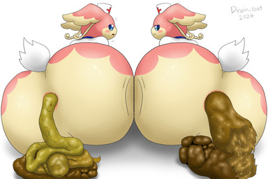 anthro anus big_butt bottomless brown_feces butt butt_focus butt_squish clothed clothing colored_feces duo feces feces_in_ass feces_pile female group_nudity hat headgear headwear looking_at_viewer multicolored_body nurse_clothing nurse_hat nurse_headwear nurse_uniform pink_body pooping pooping_on_floor pooping_together rear_view scatplay squish tail tan_body two_tone_body uniform unusual_feces white_tail yellow_feces drain_scat nintendo pokemon audino generation_5_pokemon pokemon_(species) 2024 3:2 hi_res
