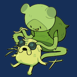 ambiguous_gender backpack blep button_(fastener) button_eyes character_doll clothing green_body hat headgear headwear plant shirt sitting solo tongue tongue_out topwear discount-supervillain adventure_time cartoon_network fern_(adventure_time) jake_the_dog canid canine canis domestic_dog elemental_creature elemental_humanoid flora_fauna humanoid mammal plant_humanoid 1:1