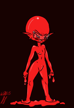 angry bald blush clothing dripping eyewear feet female fist footwear glasses glistening not_furry nude shoes simple_background slime solo sun sunglasses wide_hips j.f humanoid hi_res